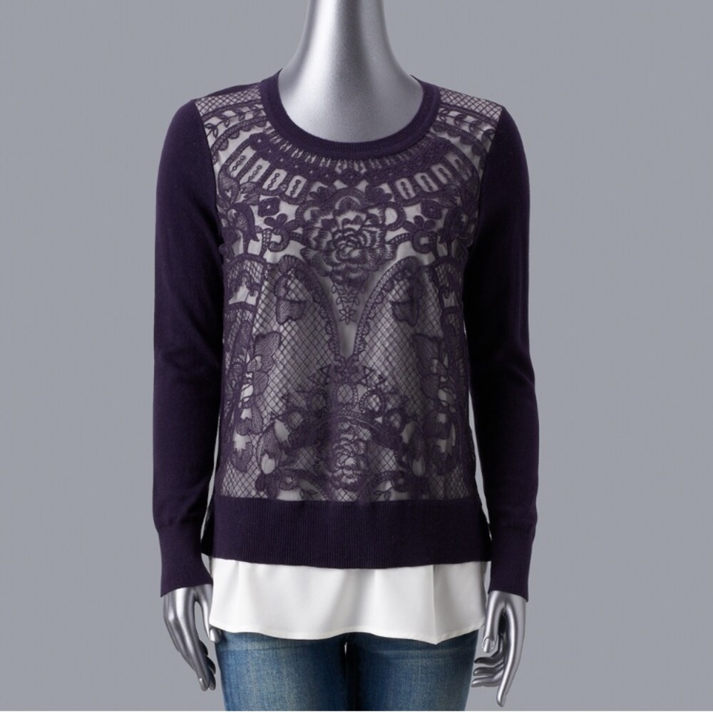 NWT Simply Vera Lace front sweater